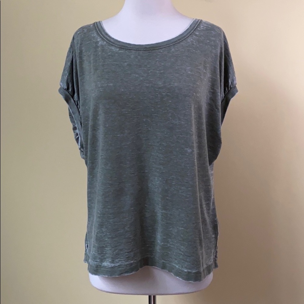 Sanctuary Open Drawstring Back Distressed Moss Top - image 2